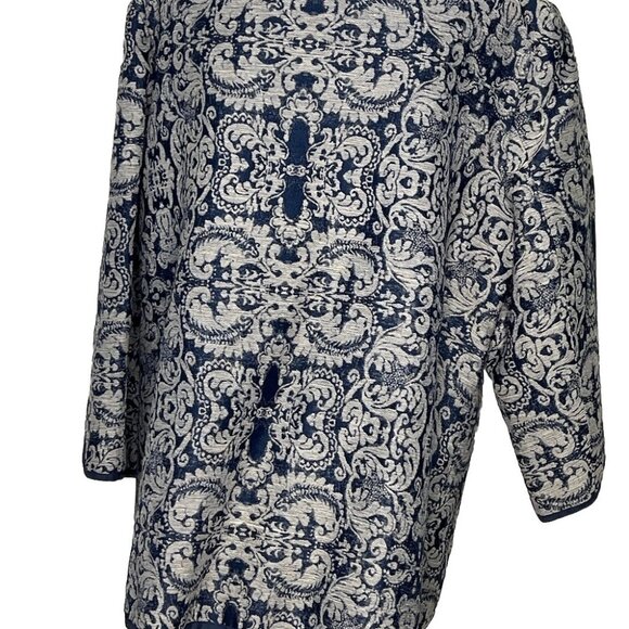 Coldwater Creek NWT Open Front Dress Jacket Business Sz 18 Blue & Gray Pattern - Picture 8 of 11